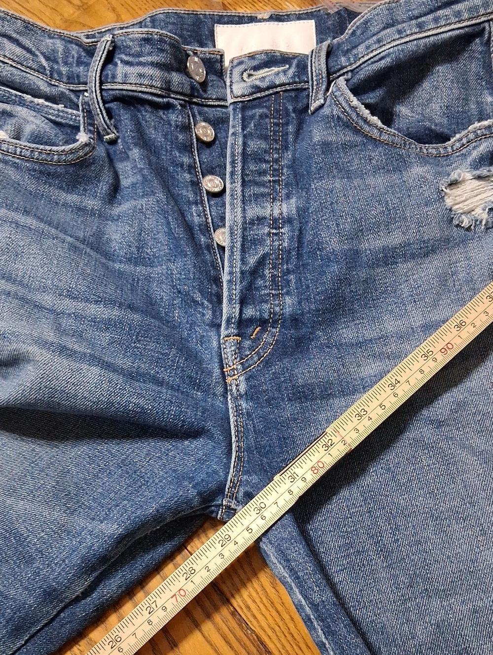 MOTHER Jeans Womens 29 BLUE WEEKEND TRIPPER BUTTON FLY Bootcut Flare Kick Used - Picture 4 of 8